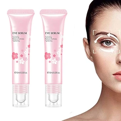 Image of 15ml Sakura Slide Ball Serum Eye Massage Cream Essence Firming Remove Dark Circles Wrinkle Anti Puffiness Bags Under Skin Care,for All Types (2Pcs)