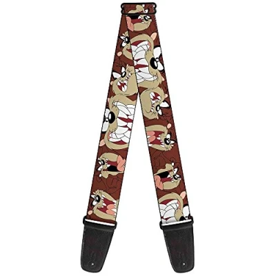Image of Buckle Down GS WLTTZ001 Guitar Strap Tasmanian Devil Expressions Brown 2&quot; Wide 29 54&quot; Length