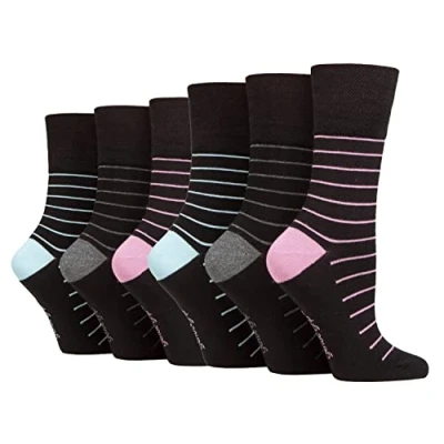 Image of Gentle Grip Sock Shop 6 Pairs Ladies Loose Soft Top Non Elastic Bamboo Socks (4 8, SOLRM37)