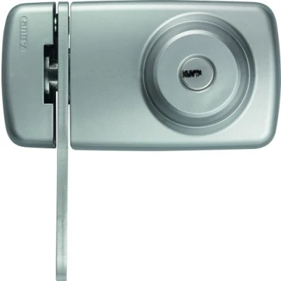 Image of Abus 533020 7035 S Additional Door Lock with Cylinder and Stirrup on Both Sides Silver
