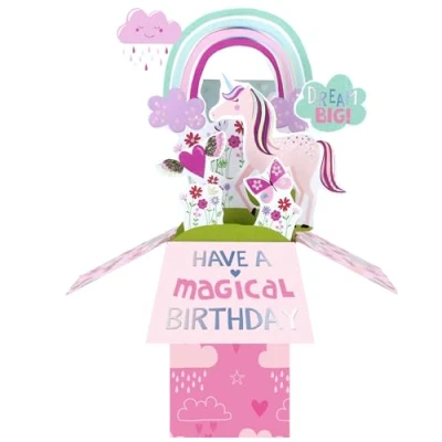 Image of Clever Cube Have A Magical Day Rainbow Wishes Birthday Pop Up Greeting Card CU027