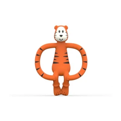 Image of Matchstick Monkey, Antimicrobial Silicone Teether &amp; Gel Applicator, Easy to Grip, BPA Free, 3 Months Old+, 11 cm, Teddy Tiger