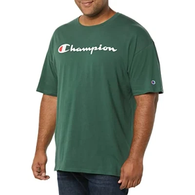 Image of Champion Men&#039;s Classic Jersey Script T shirt, Dark Green, L