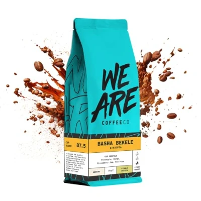 Image of Coffee Ground, 1kg Bag Ethiopian Espresso Ground Coffee, 100% Arabica, Light Roast Speciality, Single Origin (We Are Co)