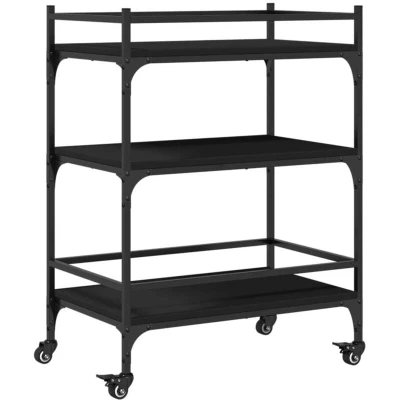 Image of vidaXL Kitchen Trolley Black 65x40x86.5 cm Engineered Wood