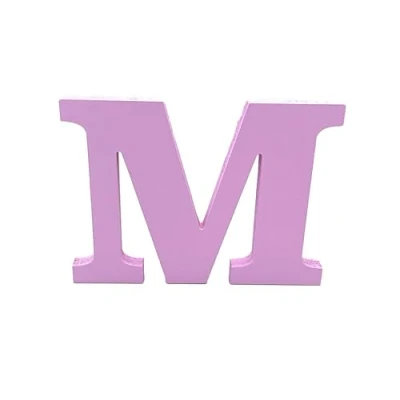 Image of Pink Wooden MDF Letter M Size 8cm Tall Free Standing Letters for Arts &amp; Crafts Personalized Name Decor