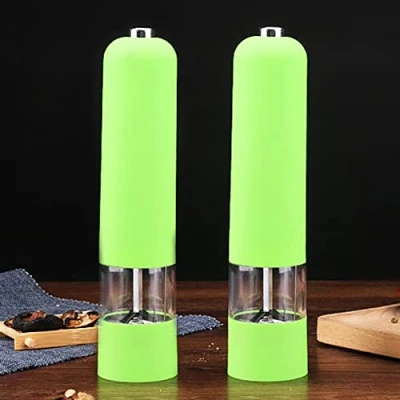 Image of Electric Salt and Pepper Mill Set, Premium Quality Pepper, Table Grinder Spices Mills with Adjustable Ceramic Coarseness Spice Shaker (Color : Green)