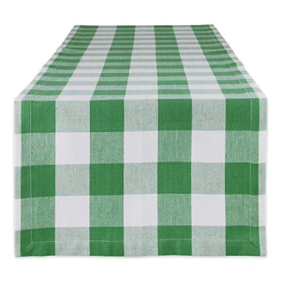 Image of DII Buffalo Check Collection, Classic Farmhouse Table Runner, 14x72, Green &amp; White
