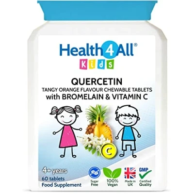 Image of Health4All Kids Quercetin with Bromelain and Vitamin C 60 Chewable Tablets Natural Antihistamine