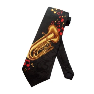 Image of Steven Harris Mens Tuba Necktie Black One Size Neck Tie