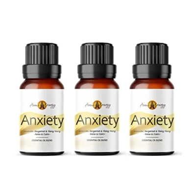 Image of Aroma Energy Anxiety Essential Oil Blend 30ml (3 x 10ml Bottles) Contains Lavender, Bergamot &amp; Ylang 100% Pure Natural