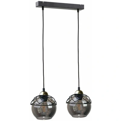 Image of Mera Bar Pendant Ceiling Light Black, 50cm, 2x E27