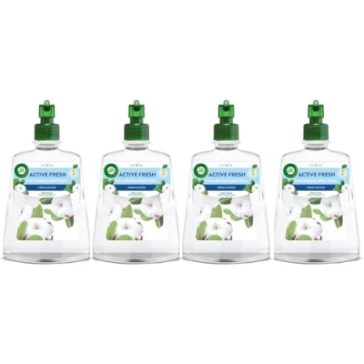 Image of Air Wick Aerosol Free Automatic freshener Spray Refill, Fresh Cotton, Pack 4 x 228ml, 24x7 Active Odour Neutraliser, Lasts Up to 280 Days, For Home