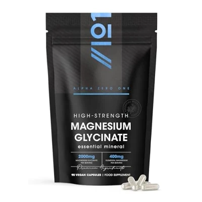 Image of Magnesium Glycinate 2000mg 400mg Elemental Chelated Supports The Nervous System Reduces Tiredness and Fatigue 90 Vegan Capsules Resealable Recyclable Pouch by Alpha01