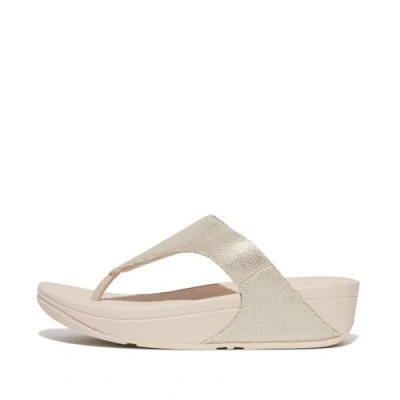 Image of Fitflop Women&#039;s LULU Glitz Canvas Toe Post Sandals, Platino, 8 UK