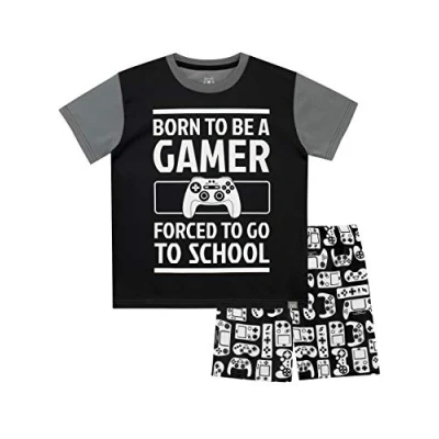 Image of Harry Bear Boys Shorts Pyjamas Gaming Black 6 7 Years