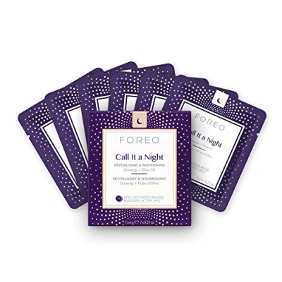 Image of FOREO Call it a Night UFO Activated Facial Mask for Dryness &amp; Fine Lines, 7 pack, Revitalizing Nourishing, Ginseng Olive Oil, Clean Formula, Cruelty free, Compatible with all devices