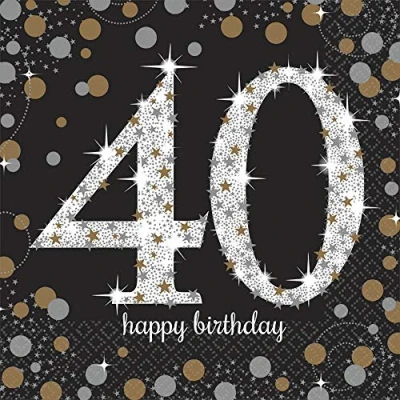 Image of Amscan 511545 Gold Sparkling Celebration 40th Birthday Luncheon Napkins 16 Pack