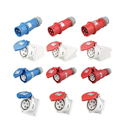 Image of Vogueing Tool IP44 5Pin 16A Red Industrial Plug &amp; Sockets Waterproof Site Wall Socket Connector (5Pin A)