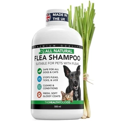 Image of The Healthy Dog Co Non Toxic Fast Acting Flea Shampoo for Dogs, Cats, Natural Treatment Pets, (Flea Shampoo, 500 ml)
