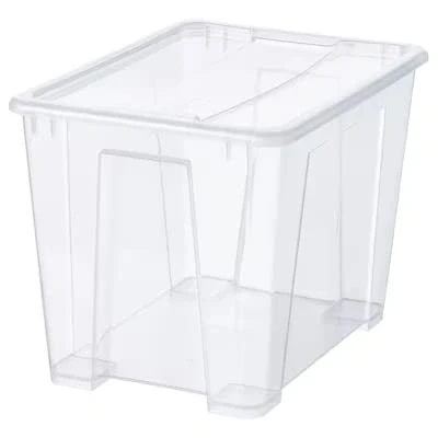 Image of I K E A SAMLA Box with lid, transparent39x28x28 cm/22 l + FREE FINCHLEY REFILL PEN (1), Clear