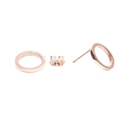 Image of Happiness Boutique Women Open Circle Stud Earrings in Rose Gold Minimalist Geometric Round Titanium Jewellery