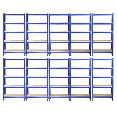 Image of MonsterShop Monster Racking T Rax Heavy Duty Shelving Units Blue 75cm W 30cm D (Set of 10)
