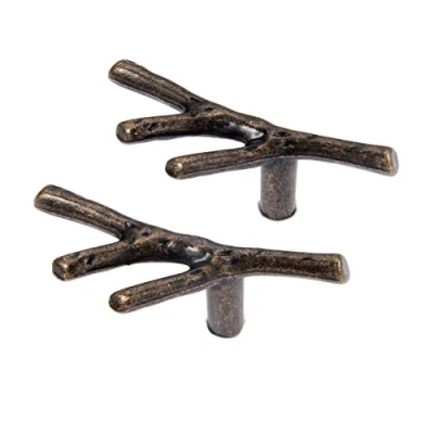 Image of Knobs Retro Style Zinc Alloy Tree Branch Kitchen Cabinet Door Handles Cupboard Wardrobe Pull (2Pcs, Single Hole)
