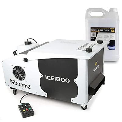 Image of Power Dynamics BeamZ ICE1800 Low Fog Machine High Performance Ground with Smoke Fluid Ideal Level for Events, Parties, and Performances Dry Ice