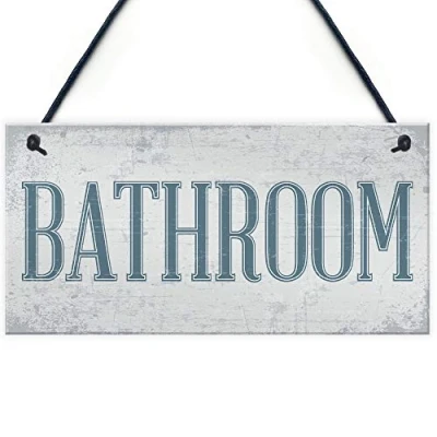 Image of RED OCEAN Shabby Chic Bathroom Sign Toilet WC The Loo Hanging Plaque Door Wall Decor