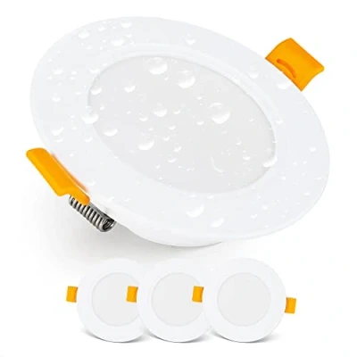 Image of EMOS LED Downlights for Ceiling, 5W/500 Lumens, Cold White 6000K IP54 Waterproof Spot Lights Bathroom etc. Set of 3 Recessed Ceiling Light,