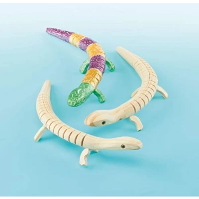 Image of Baker Ross EF609 Flexible Wooden Lizards Craft Project — Ideal for Kids&#039; Arts and Crafts, Gifts, Keepsakes More (Pack of 3), 22 cm Long