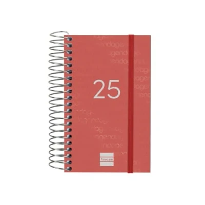 Image of Finocam Spiral Agenda Year 2025 1 Day Page January December (12 months) Red Spanish