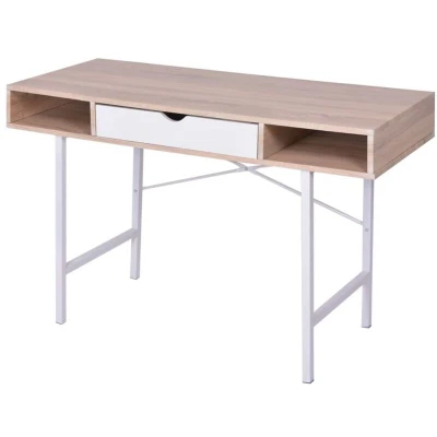 Image of vidaXL Desk with 1 Drawer Oak and White