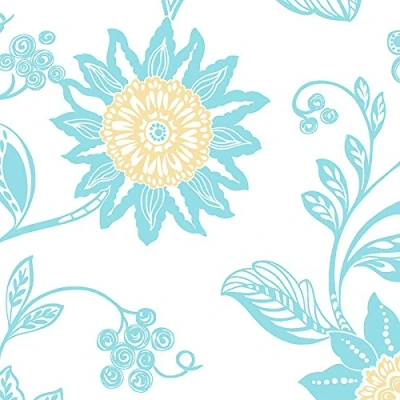 Image of Patton CM28632 Retro Floral Wallpaper, Aqua