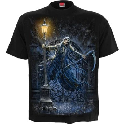 Image of Spiral Reaping in The Rain T Shirt Black M
