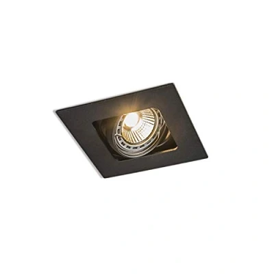 Image of Qazqa Square Recessed Spotlight Black Swivel and tilt Artemis Modern Suitable for LED GU10 1 Way Light Steel Living Room I Kitchen Bedroom