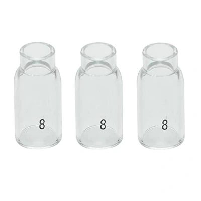 Image of RIVERWELD Clear Quartz Nozzle 54N14#8 Glass TIG Cups 54NQ14 8# 47mm for SR WP 17 18 26 Welding Torches 3pk