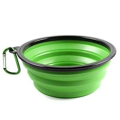 Image of PhoneNatic Foldable Silicone Dog Bowl in Green, Travel for Dogs and Cats with Carabiner, XL, 1000 ml, 60014771