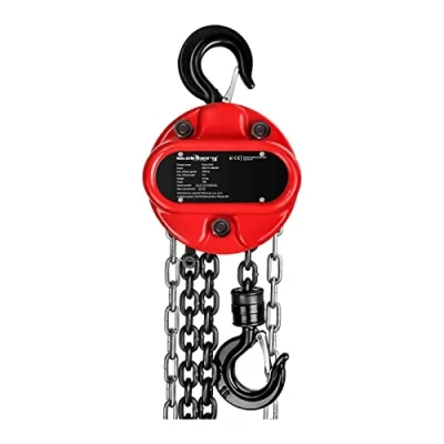 Image of Steinberg Systems Steel Chain Block Hand Hoist and Tackle Manual Lifting Heavy Load Duty 1000kg 3m SBS FZ 1000/3M (1 G80 Chain, 2 Hooks, Link ⌀ 6mm, Force 340N)