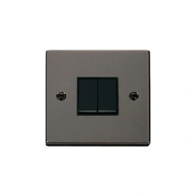 Image of Click Deco 2 Gang Way 10AX Switch Black Nickel Inserts