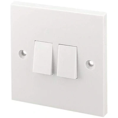 Image of iSeventy9 2 Gang Way Light Switch White Plastic Double Twin Single Plate