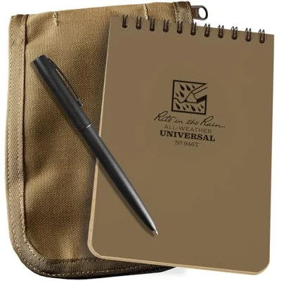 Image of Rite in the Rain Weatherproof 4&quot; x 6&quot; Top Spiral Notebook Kit: Tan Cordura Fabric Cover, Notebook, and an Pen (No. 946T KIT)