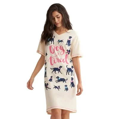 Image of Little Blue House by Hatley Women&#039;s Sleepshirt, Bandana Labs Dog Tired, One Size