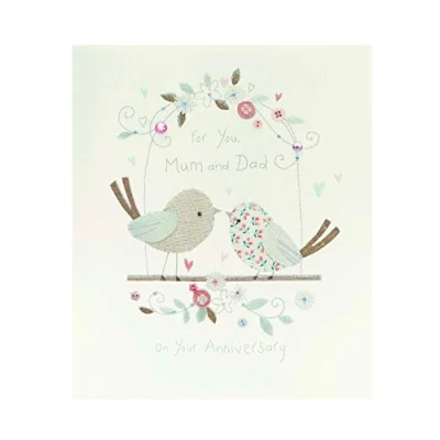 Image of UK Greetings Mum and Dad Anniversary Card Parents Wedding Love Bird
