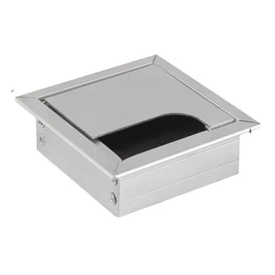 Image of Desk Cable Grommets,Desk Hole Covers,Aluminum Alloy Cover PC Rectangle Wire Grommet Office Table Outlet Port with Black Brush(Silver,120x120mm)