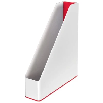 Image of Leitz Wow A4 Magazine File, Dual Colour White/Red, Vertical Storage Box, 53621026