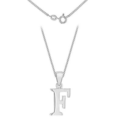Image of Tuscany Silver Women&#039;s Sterling Initial F Pendant on Curb Chain of Length 46 cm/18 Inch
