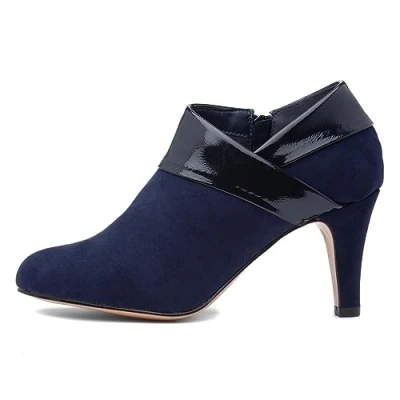 Image of Lotus Navy &amp; Patent Maya Stiletto Heel Shoe Boots 7 UK