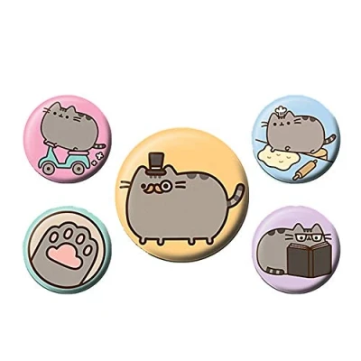 Image of Genuine Pusheen Fancy 5 Piece Badge Set Cute Kitten Top Hat Cat